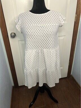 Women's Crystal Doll Black and White Poka Dot Dress Size M With Pockets